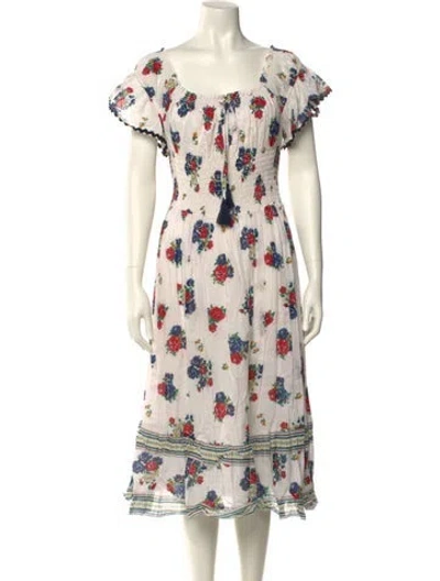 Pre-owned Tory Burch Floral Print Midi Length Dress In Neutral