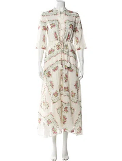Pre-owned Tory Burch Floral Print Midi Length Dress In Neutral