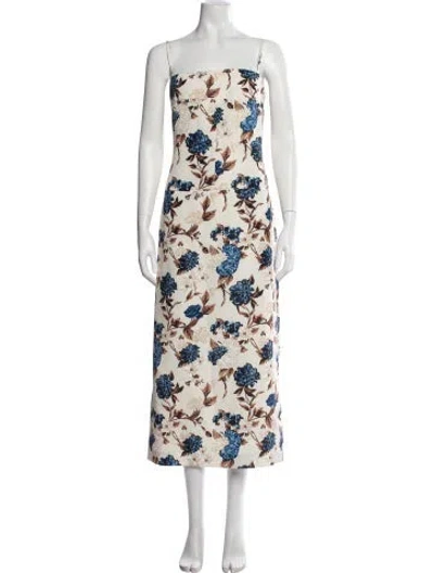 Pre-owned Tory Burch Floral Print Midi Length Dress In Neutral