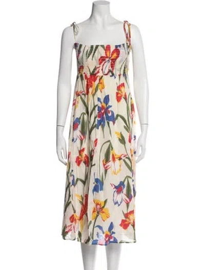 Pre-owned Tory Burch Floral Print Midi Length Dress In Neutral