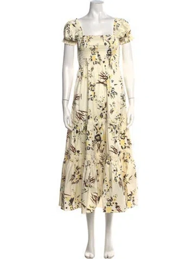 Pre-owned Tory Burch Floral Print Midi Length Dress In Neutral