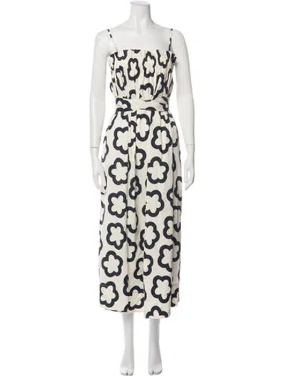 Pre-owned Tory Burch Floral Print Midi Length Dress In Neutrals