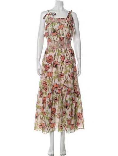 Pre-owned Tory Burch Floral Print Midi Length Dress In Pink
