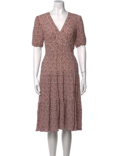 Pre-owned Tory Burch Floral Print Midi Length Dress In Pink