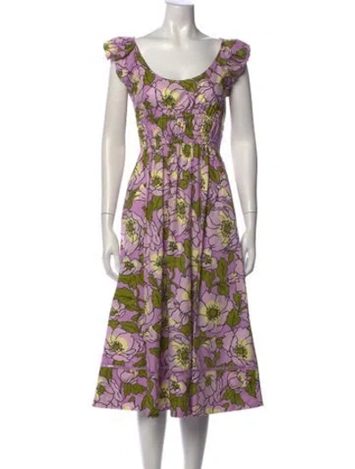 Pre-owned Tory Burch Floral Print Midi Length Dress In Pink