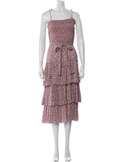 Pre-owned Tory Burch Floral Print Midi Length Dress In Red