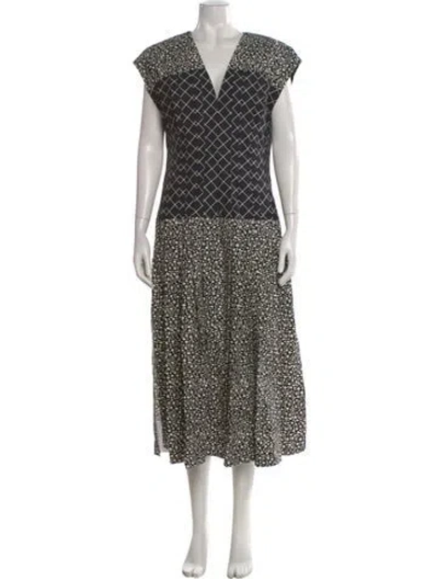 Pre-owned Tory Burch Floral Print Midi Length Dress W/ Tags In Black