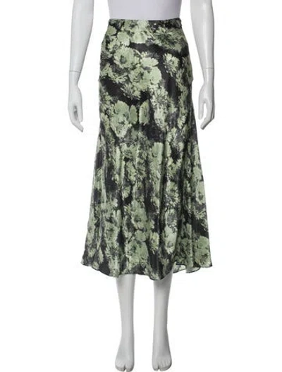 Pre-owned Tory Burch Floral Print Midi Length Skirt In Green