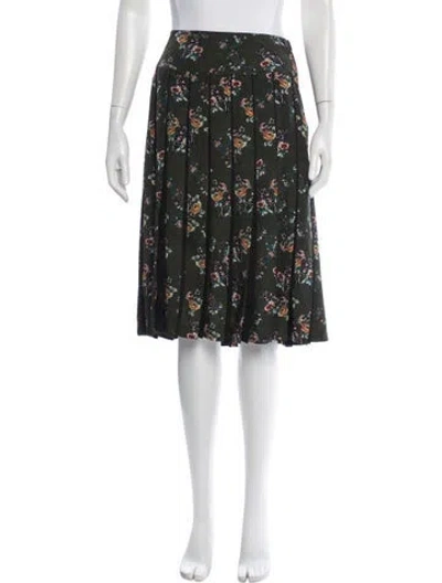 Pre-owned Tory Burch Floral Print Midi Length Skirt In Green