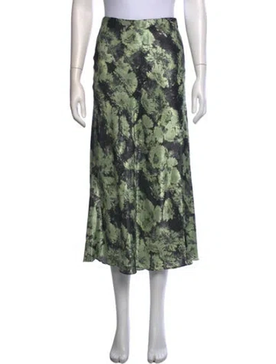 Pre-owned Tory Burch Floral Print Midi Length Skirt In Green