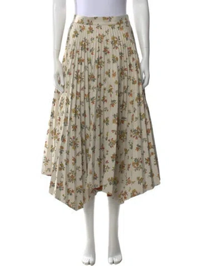 Pre-owned Tory Burch Floral Print Midi Length Skirt In Neutral