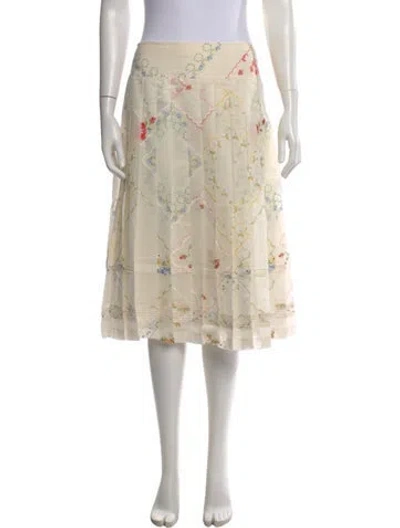 Pre-owned Tory Burch Floral Print Midi Length Skirt In Neutral