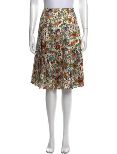 Pre-owned Tory Burch Floral Print Midi Length Skirt In Neutrals