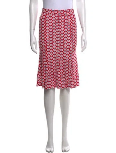 Pre-owned Tory Burch Floral Print Midi Length Skirt In Red