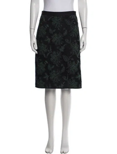 Pre-owned Tory Burch Floral Print Midi Length Skirt W/ Tags In Blue
