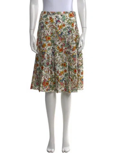 Pre-owned Tory Burch Floral Print Midi Length Skirt W/ Tags In Neutral