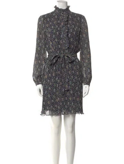 Pre-owned Tory Burch Floral Print Mini Dress In Black