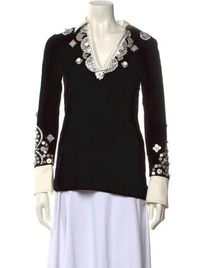Pre-owned Tory Burch Floral Print Mini Dress In Black