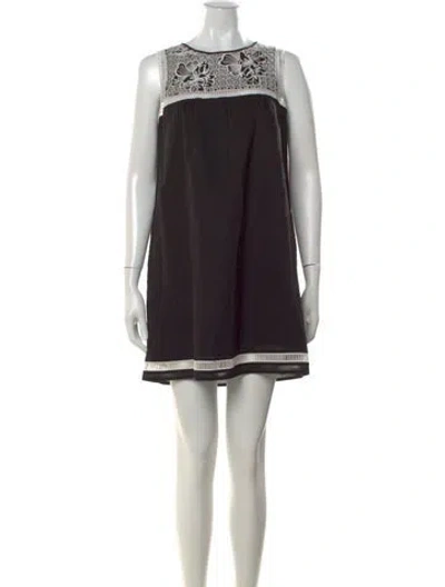 Pre-owned Tory Burch Floral Print Mini Dress In Black