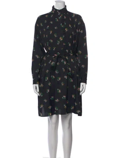 Pre-owned Tory Burch Floral Print Mini Dress In Black