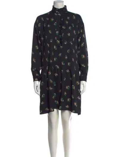 Pre-owned Tory Burch Floral Print Mini Dress In Black