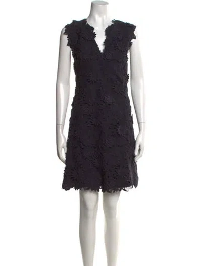 Pre-owned Tory Burch Floral Print Mini Dress In Black