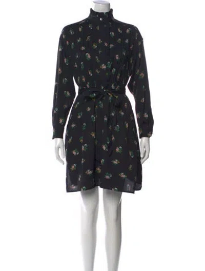 Pre-owned Tory Burch Floral Print Mini Dress In Black