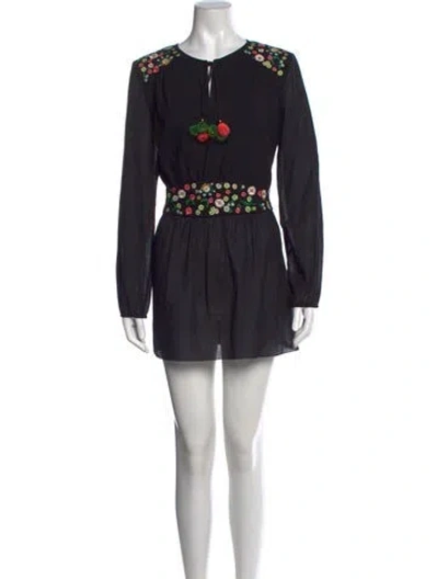 Pre-owned Tory Burch Floral Print Mini Dress In Black