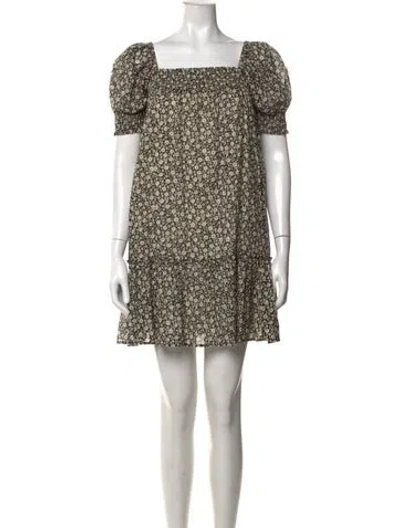 Pre-owned Tory Burch Floral Print Mini Dress In Black