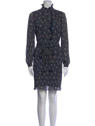 Pre-owned Tory Burch Floral Print Mini Dress In Blue