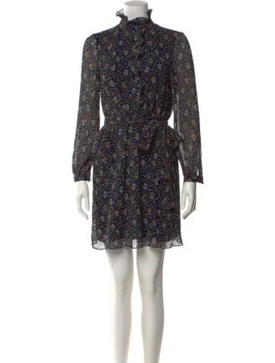Pre-owned Tory Burch Floral Print Mini Dress In Blue
