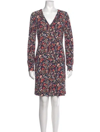 Pre-owned Tory Burch Floral Print Mini Dress In Blue