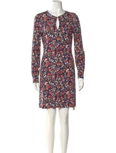Pre-owned Tory Burch Floral Print Mini Dress In Blue