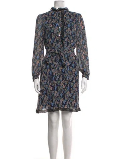 Pre-owned Tory Burch Floral Print Mini Dress In Blue