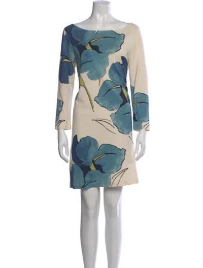 Pre-owned Tory Burch Floral Print Mini Dress In Blue