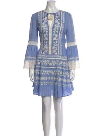 Pre-owned Tory Burch Floral Print Mini Dress In Blue