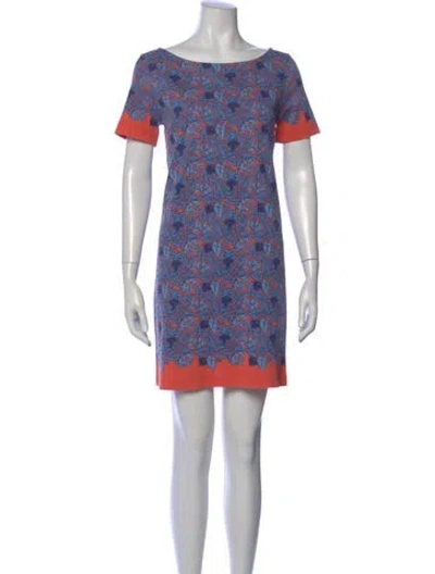 Pre-owned Tory Burch Floral Print Mini Dress In Blue
