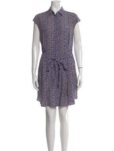 Pre-owned Tory Burch Floral Print Mini Dress In Blue
