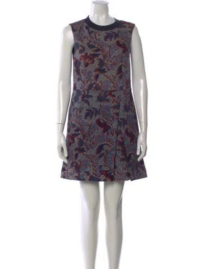 Pre-owned Tory Burch Floral Print Mini Dress In Blue