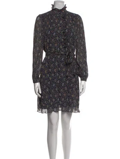 Pre-owned Tory Burch Floral Print Mini Dress In Blue