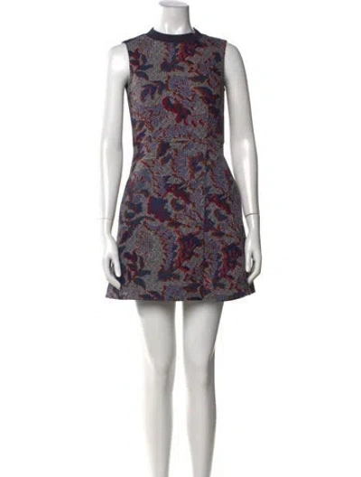 Pre-owned Tory Burch Floral Print Mini Dress In Blue