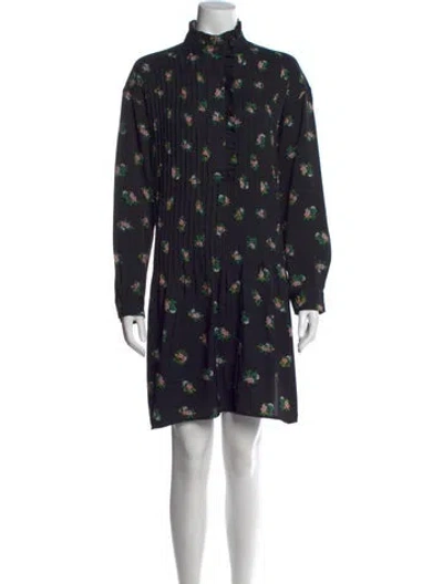 Pre-owned Tory Burch Floral Print Mini Dress In Blue