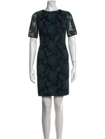 Pre-owned Tory Burch Floral Print Mini Dress In Blue