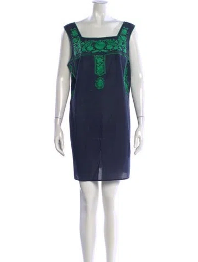 Pre-owned Tory Burch Floral Print Mini Dress In Blue