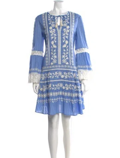 Pre-owned Tory Burch Floral Print Mini Dress In Blue