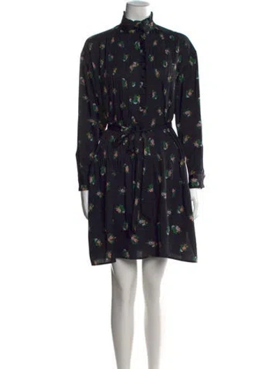 Pre-owned Tory Burch Floral Print Mini Dress In Blue