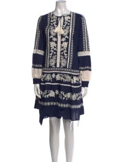 Pre-owned Tory Burch Floral Print Mini Dress In Blue