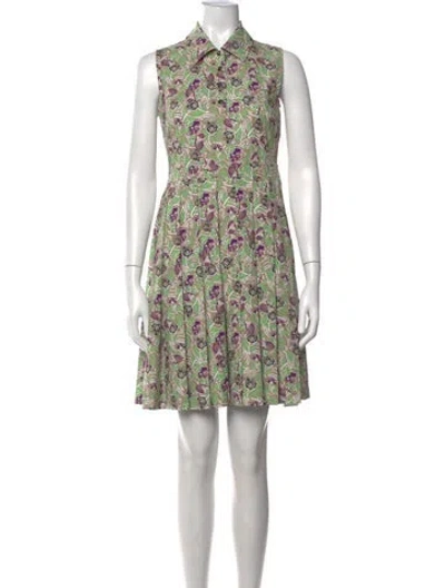 Pre-owned Tory Burch Floral Print Mini Dress In Blue