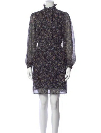 Pre-owned Tory Burch Floral Print Mini Dress In Blue