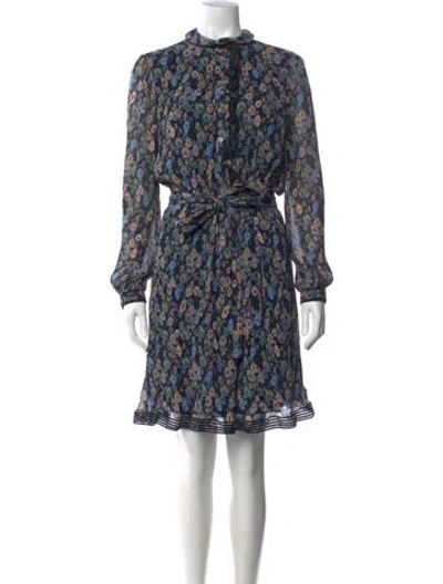 Pre-owned Tory Burch Floral Print Mini Dress In Blue